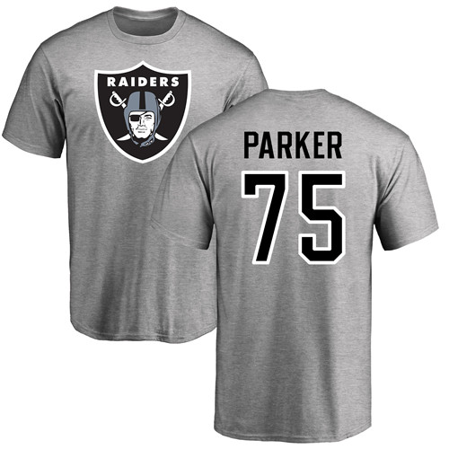 Men Oakland Raiders Ash Brandon Parker Name and Number Logo NFL Football #75 T Shirt